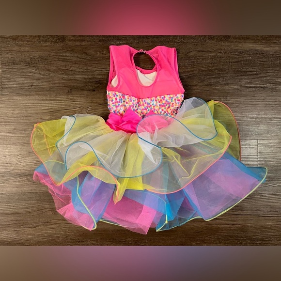 Weissman Colorful Rainbow Confetti Tutu Dress Skirt Size Small C8 - Picture 2 of 7